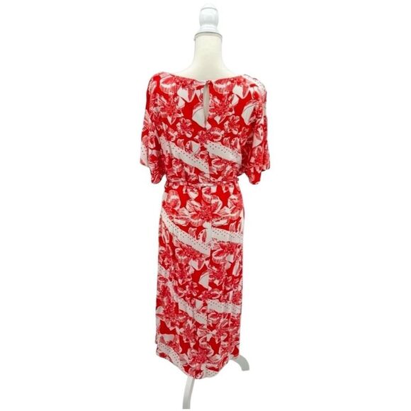 NWT Estelle Dress Floral Amazonian Lily A-line Red White Belt Size 4X - Picture 7 of 7